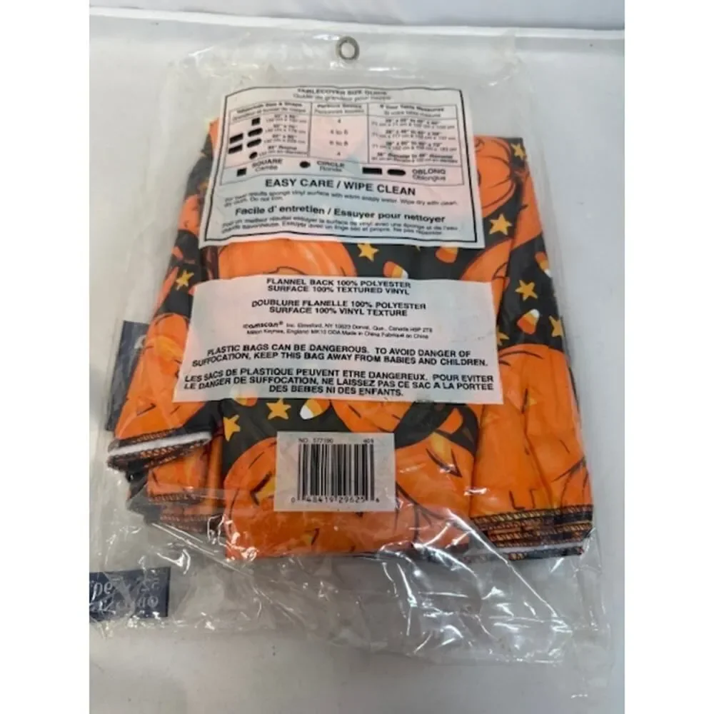 Halloween Pumpkin Flannel Backed Vinyl Tablecover 52